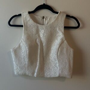 White Lace Cropped Top